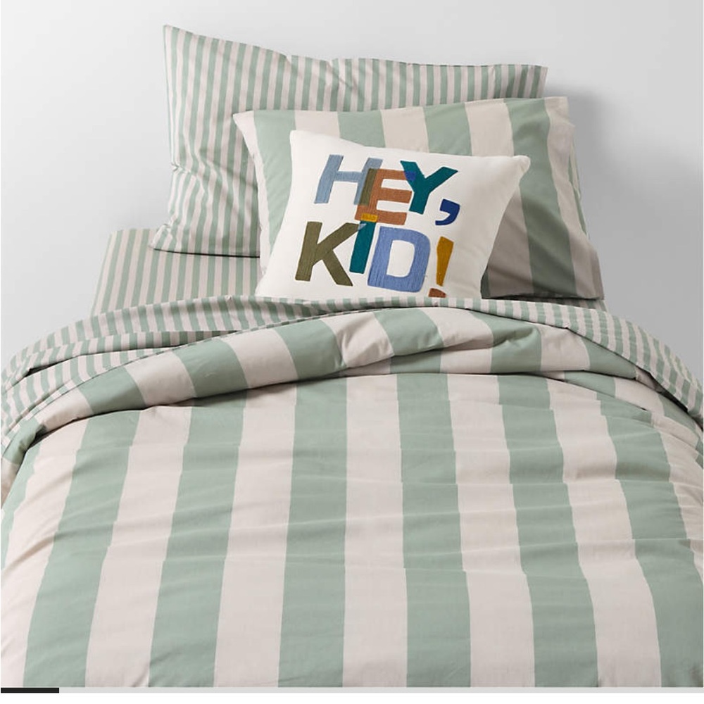 Crate & Kids Striped Green and White Duvet Cover